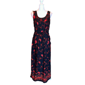 R&K Originals Vintage Red & Black Paisley Print Maxi Sundress Size 6